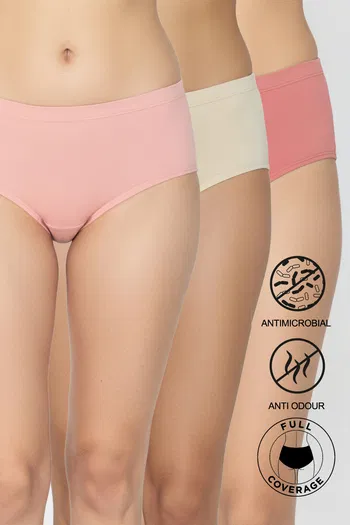 Buy Zivame Medium Rise Full Coverage Hipster Panty (Pack of 3) - Multicolor